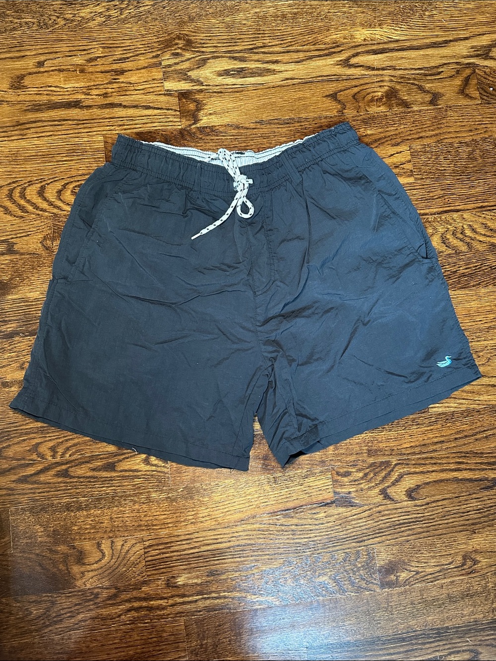 Southern Marsh Black Swim Trunks with White Drawstring